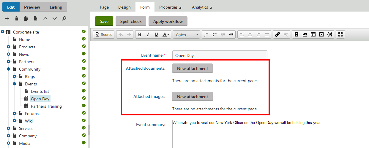 Seeing the just added fields on the page