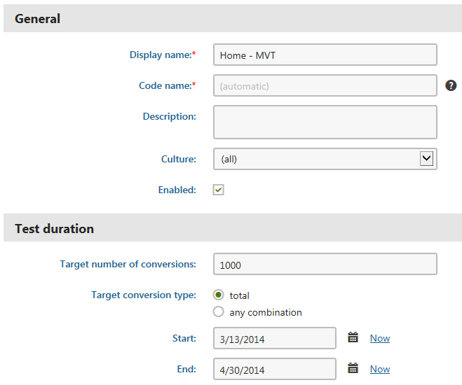 Creating a new MVT test